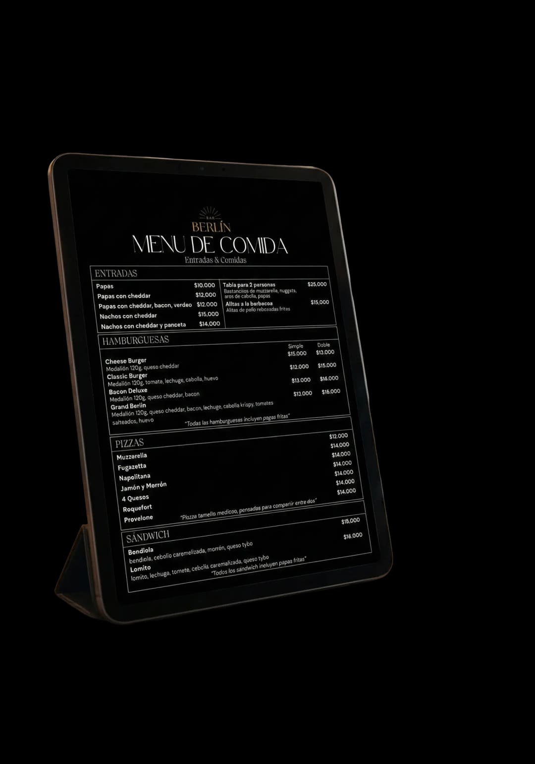 Bar Berlín tablet