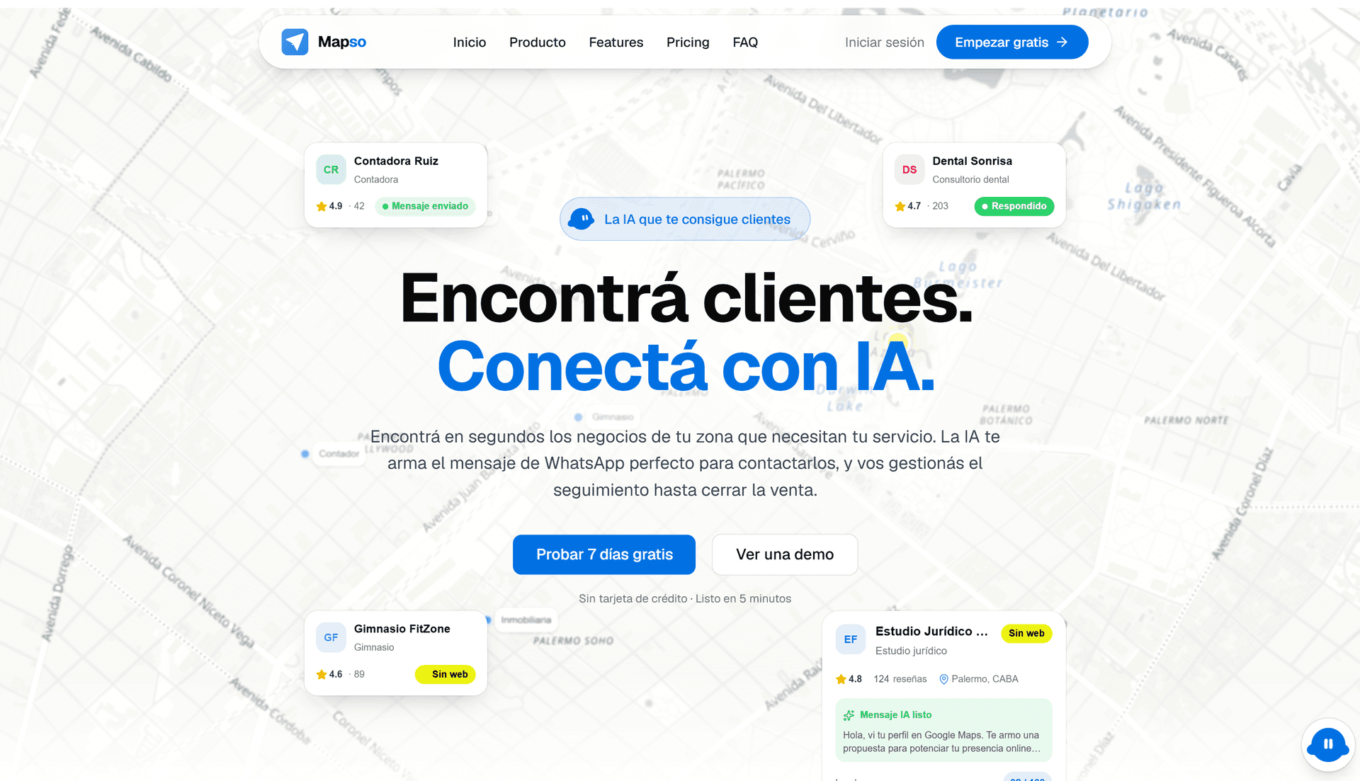 Mapso — Encontrá clientes. Conectá con IA. desktop