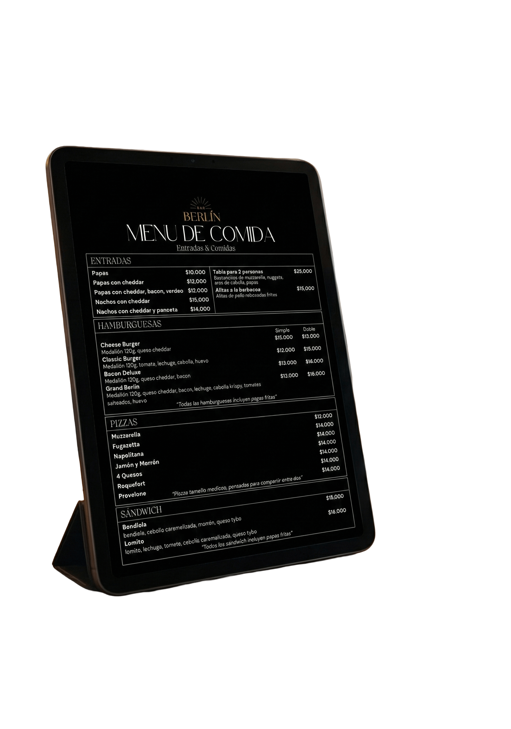 Mockup Menú sobre mesa